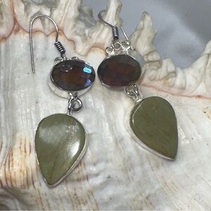 Larsonite + Mystic Topaz Facet cut sparkly Handcrafted unique earrings